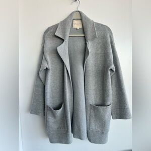 Thread & Supply Light Gray Open-Front Knit Cardigan with Pockets